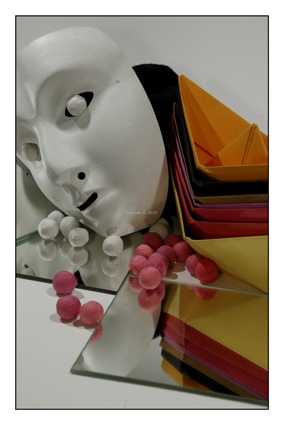 bateaux et masque blanc, miroirs, DUCRUET